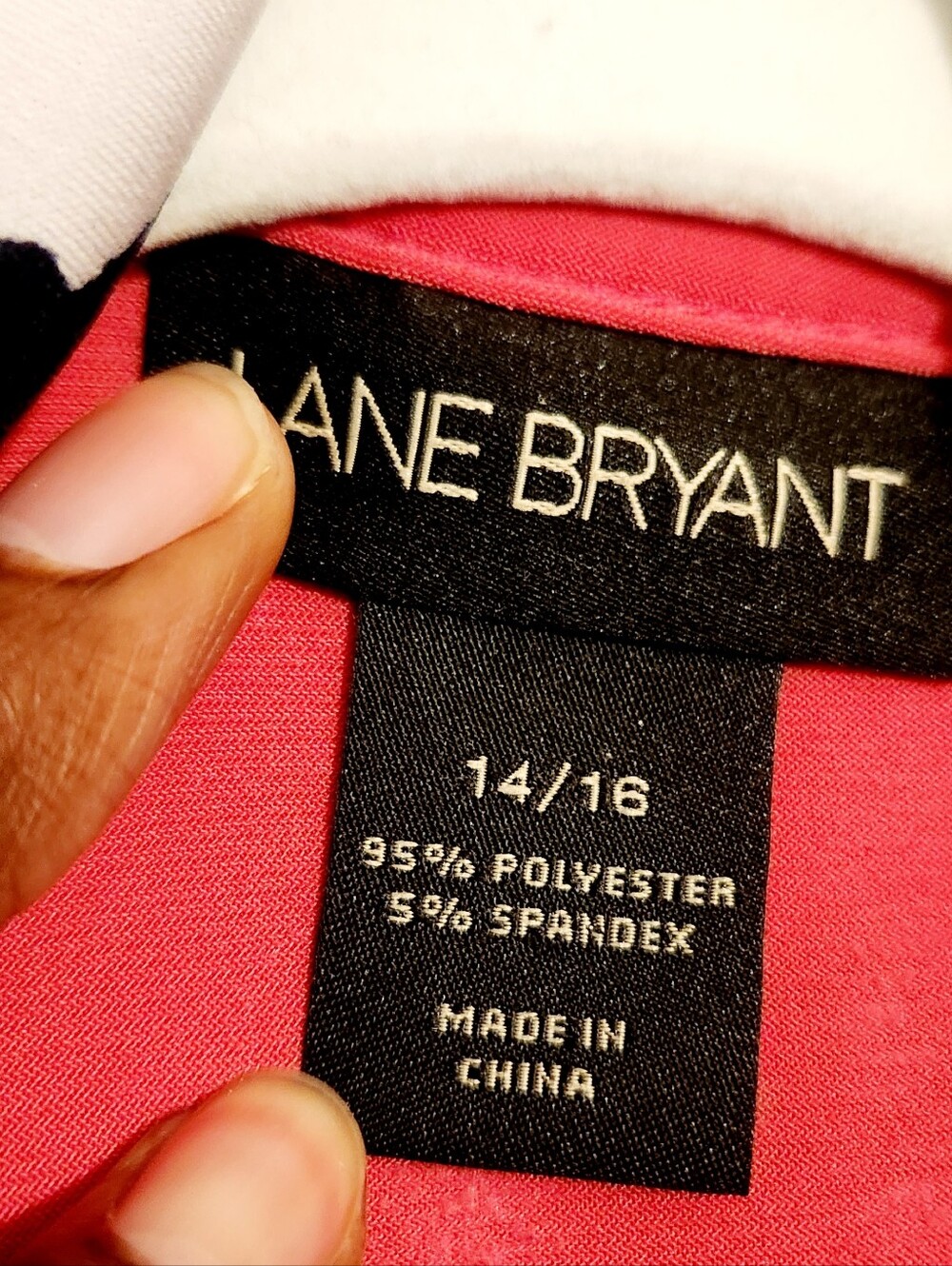 Lane Bryant | Women's Navy, White & Pink Jersey Printed Faux Wrap Dress (14/16) - Picture 3 of 15